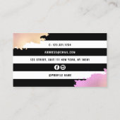 エレガント金ゴールド&パープルシザーヘアスタイリスト 名刺 (裏面)