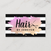 エレガント金ゴールド&パープルシザーヘアスタイリスト 名刺 (正面)