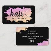 エレガント金ゴールド·パープル·シザーズ·ヘアスタイリスト 名刺 (正面/裏面)