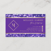 エレガント金ゴールド&パ王室のープルグリッターモダン 名刺 (裏面)