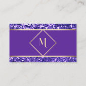 エレガント金ゴールド&パ王室のープルグリッターモダン 名刺 (正面)