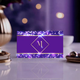 エレガント金ゴールド&パ王室のープルグリッターモダン 名刺