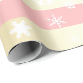 エレガント金ゴールド&ピンクのクリスマススノーフレークパターン ラッピングペーパー (ロールコーナー)