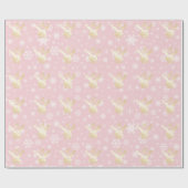 エレガント金ゴールド&ピンククリスマスサンタパターン ラッピングペーパー (フラット)