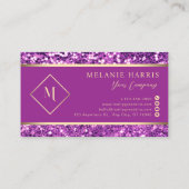 エレガント金ゴールド&ピンクグリッターモダン名刺 名刺 (裏面)