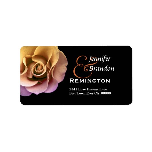 エレガント金ゴールド&ピーチサンセットバラ ラベル (正面)