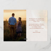 エレガント金ゴールド |フォトオーバーレイ日付を保存 箔招待状 (裏面)