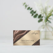 エレガント金ゴールド&ブラウンラグジュアリーイベントプランナー 名刺 (スタンド正面)