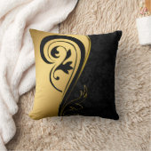 エレガント金ゴールド&ブラックアートデザインホームデコール クッション (ブランケット)