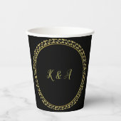 エレガント金ゴールド/ブラックイニシャル紙カップ食器 紙コップ (正面)
