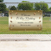 エレガント金ゴールド、ブラックウェディングレセプション 横断幕 (インサイチュ)