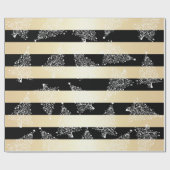 エレガント金ゴールド&ブラッククリスマスツリーパターン ラッピングペーパー (フラット)