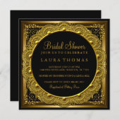 エレガント金ゴールド&ブラックドメイブライダルシャワー招待状 招待状 (正面/裏面)