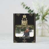 エレガント金ゴールド&ブラックナツクラッカーホリデーフォト シーズンポストカード (スタンド正面)