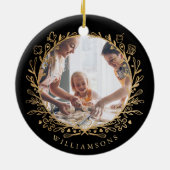 エレガント金ゴールド&ブラックファミリーベーキングフォトリース セラミックオーナメント (裏面)