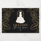 エレガント金ゴールド&ブラックブライダルドレスブライダルシャワー スパークリングワインラベル (シングルラベル)