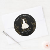 エレガント金ゴールド&ブラックブライダルドレスブライダルシャワー ラウンドシール (封筒)