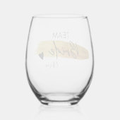 エレガント金ゴールド&ブラックモダンタイポグラフィチームブライド ステムなしワイングラス (裏面)