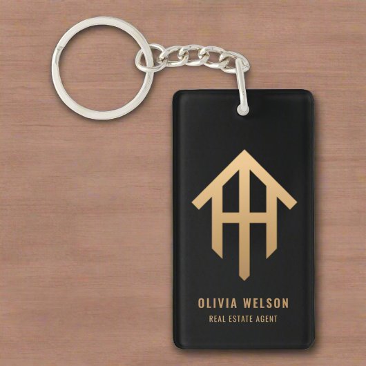エレガント金ゴールド&ブラック不動産仲介業者実在エステートエージェント キーホルダー