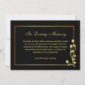 エレガント金ゴールド&ブラック写真葬儀サンキューカード サンキューカード (正面)