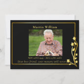 エレガント金ゴールド&ブラック写真葬儀サンキューカード サンキューカード (裏面)