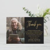 エレガント金ゴールド&ブラック写真葬儀 サンキューカード (スタンド正面)