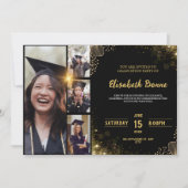 エレガント金ゴールド&ブラック卒業パーティ招待状 招待状 (正面)