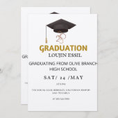 エレガント金ゴールド・ブラック卒業招待状 招待状 (正面/裏面)