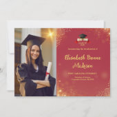 エレガント金ゴールド&ブラック卒業 招待状 (正面)