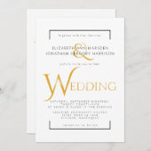 エレガント金ゴールド&ブラック聖なる書物、 経典宗教結婚の 招待状 (正面/裏面)