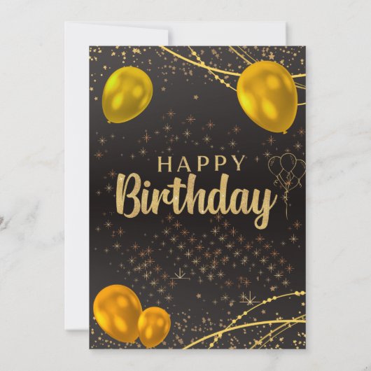 エレガント金ゴールド&ブラック誕生日パーティーの招待 招待状 (裏面)