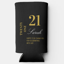 エレガント金ゴールド&ブラック21歳の誕生日パーティーカクテル スリム缶クーラー
