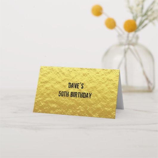 エレガント金ゴールド&ブラック50バースデーパーティー座席表 プレイスカード (裏面)