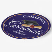 エレガント金ゴールド・ブラック&ネイビー卒業党サプライズ ペーパープレート (アングル)