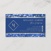 エレガント金ゴールド&ブルーグリッターモダン名刺 名刺 (裏面)