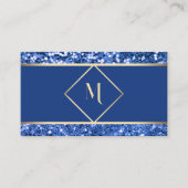 エレガント金ゴールド&ブルーグリッターモダン名刺 名刺 (正面)