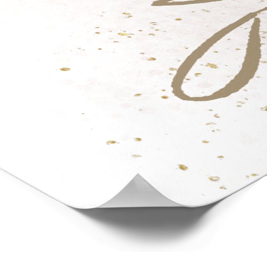 エレガント金ゴールド&ベージュの葉の水の色結婚の ポスター (角)