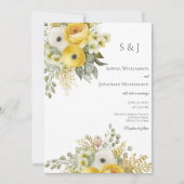 エレガント金ゴールド&ベージュフローラ結婚式招待状 招待状 (正面)