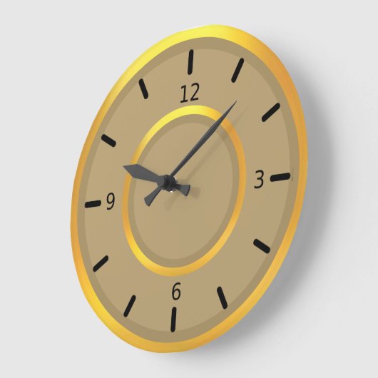 エレガント金ゴールド&ベージュ ラージ壁時計 (傾斜)