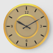 エレガント金ゴールド&ベージュ ラージ壁時計 (正面)