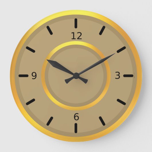 エレガント金ゴールド&ベージュ ラージ壁時計 (正面)