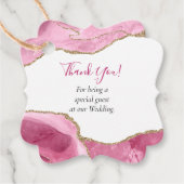 エレガント金ゴールド&ホットピンクアゲート結婚石 フェイバータグ (正面)