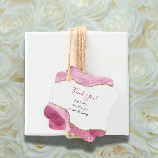 エレガント金ゴールド&ホットピンクアゲート結婚石 フェイバータグ