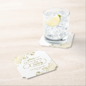 エレガント金ゴールド&ホワイトが飲み物を飲み結婚ない ペーパーコースター (インサイチュ)