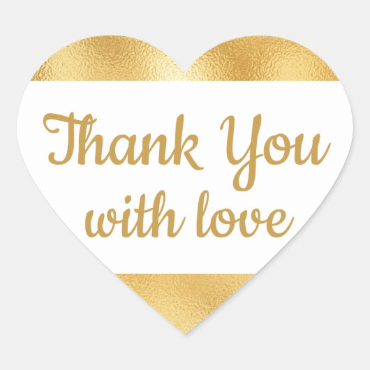 エレガント金ゴールド&ホワイトサンキューグラーム結婚ズ ハートシール (正面)
