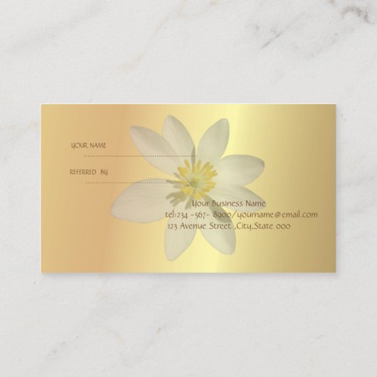 エレガント金ゴールド、ホワイトデイジー紹介カード 紹介カード (裏面)