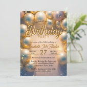 エレガント金ゴールド&ホワイトバルーン50th誕生日パーティー 招待状 (スタンド正面)