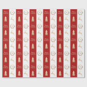 エレガント金ゴールド・メリー・クリスマス・モノグラム ラッピングペーパー (フラット)