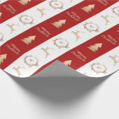 エレガント金ゴールド・メリー・クリスマス・モノグラム ラッピングペーパー (角)