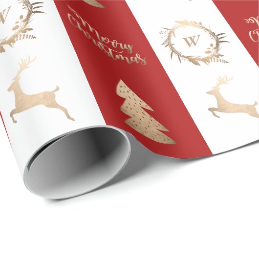 エレガント金ゴールド・メリー・クリスマス・モノグラム ラッピングペーパー (ロールコーナー)